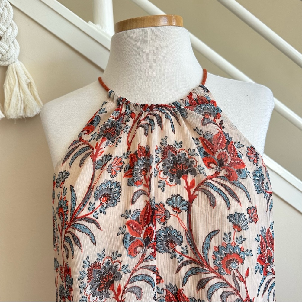 BB Dakota Allisa Floral Halter Trapeze Swing Mini Dress Cream Red Size Small NWT - Picture 10 of 15